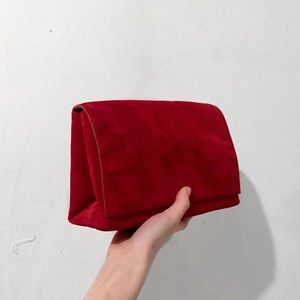 3.1 Phillip Lim Red Suade Soft Flap Clutch